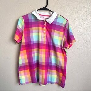 Lands' End Multicolor Plaid Polo Shirt